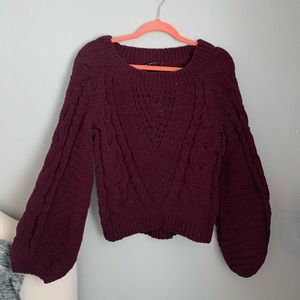 Express burgundy balloon sleeve sweater